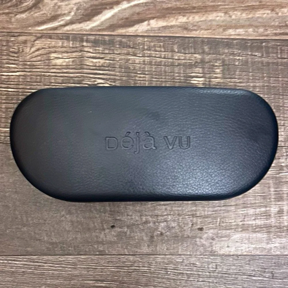 Déjà vu Black Hard Clamshell Case for Glasses, Portable Faux Leather